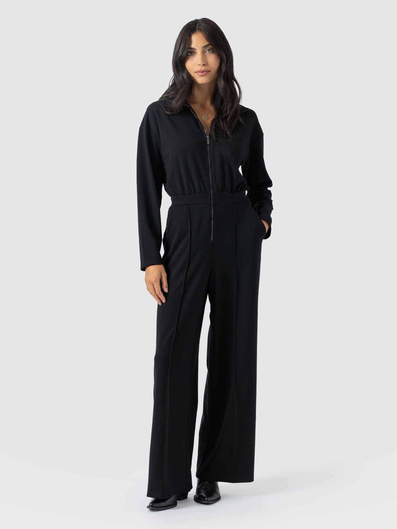 Keller Long Sleeve Jumpsuit - Black - Women's Jumpsuits | Saint + Sofia® EU
